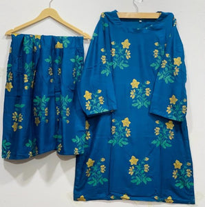 2 Pcs Dress Flower Shrara Print