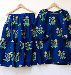 2 Pcs Dress Flower Shrara Print