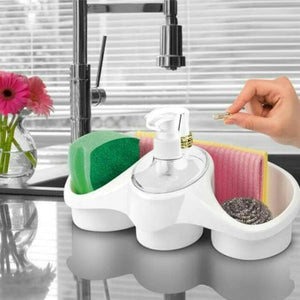 3 In 1 Soap Dispenser And Sponge Holder Sponge Holder For Kitchen – Plastic – 1 Pc(random Color )