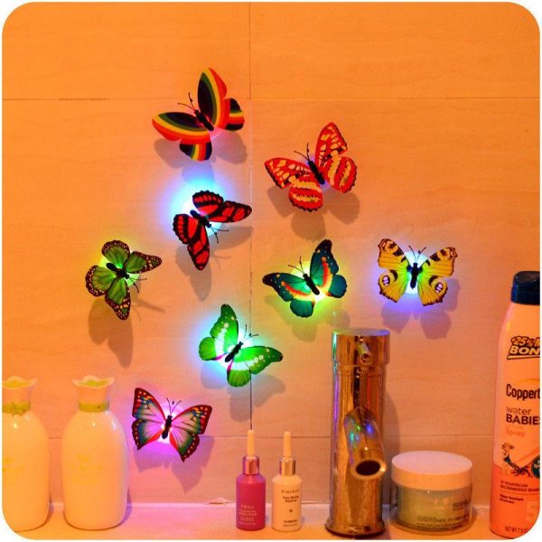 Glow In The Dark 3d Led Butterfly Night Light Led Color Changing For Kids Room (1 Pcs Butterfly)