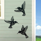 Hummingbirds Wall Sticker Room Decoration. 3 Pieces(black Color)