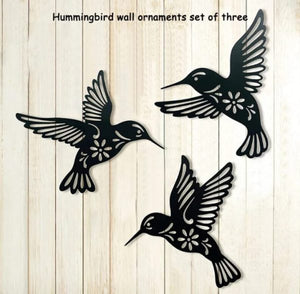 Hummingbirds Wall Sticker Room Decoration. 3 Pieces(black Color)