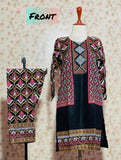 Jacket Print Summer Arabic Lenin 2 Pcs Stitched Suit For Women’s And Girls.