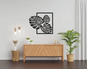 Leafs Wall Art Wall Hanging Mdf Wood Material (black Color )