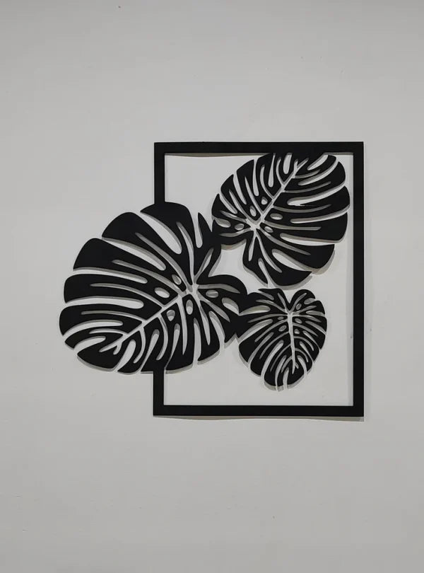 Leafs Wall Art Wall Hanging Mdf Wood Material (black Color )