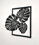 Leafs Wall Art Wall Hanging Mdf Wood Material (black Color )