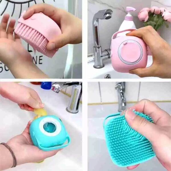 Silicone Bath And Body Shower Brush With Liquid Soap Dispenser (random Color)