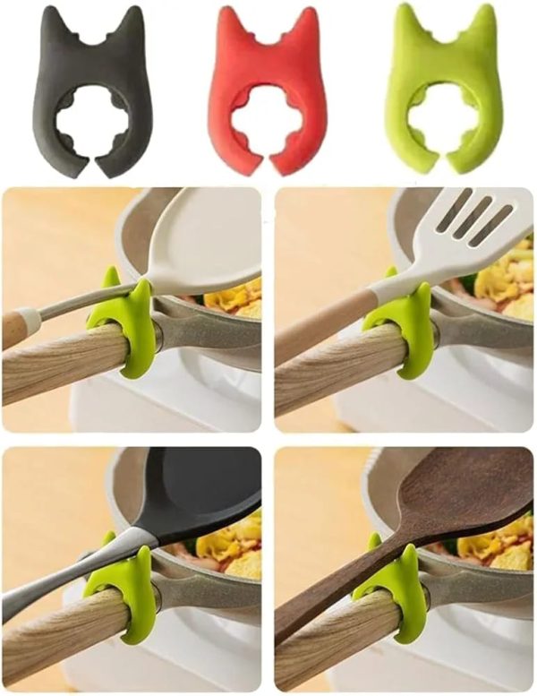 Spoon Pot Pan Holder Spatula Bracket Clips, Heat Resistance Non-slip Silicone Pot Spoon Holder Pot Clip (random Color)